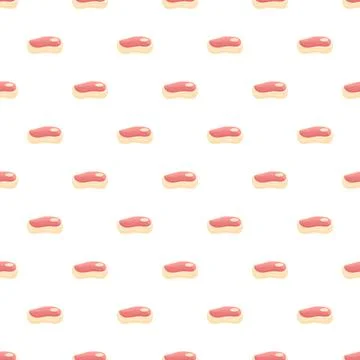 Raw meat steaks repeating pattern on white background Stock Illustration