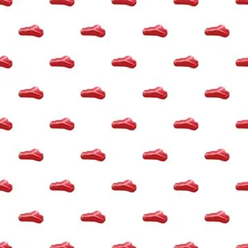 Raw meat steaks repeating pattern on white background Stock Illustration