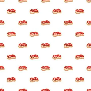 Raw meat steaks seamless repeating pattern background Stock Illustration