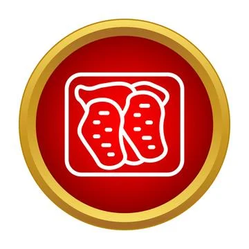 Raw meat steaks in a tray packaging icon 스톡 일러스트
