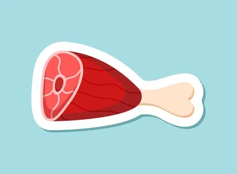 Raw meat sticker icon in flat style. Lamb or beef vector illustration on is.. Stock Illustration