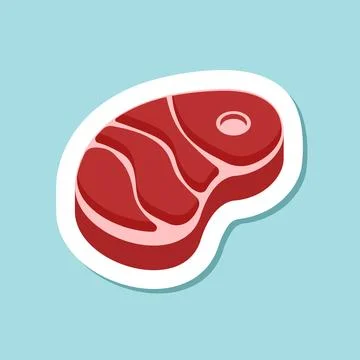Raw meat sticker icon in flat style. Lamb or beef vector illustration on is.. Stock Illustration