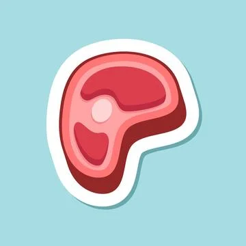 Raw meat sticker icon in flat style. Lamb or beef vector illustration on is.. Stock Illustration