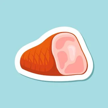 Raw meat sticker icon in flat style. Lamb or beef vector illustration on is.. Stock Illustration