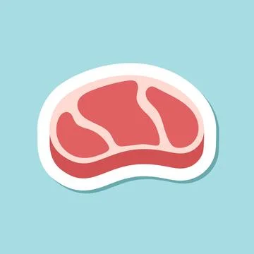 Raw meat sticker icon in flat style. Lamb or beef vector illustration on is.. Stock Illustration