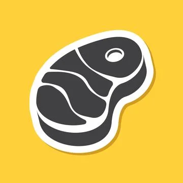 Raw meat sticker icon in flat style. Lamb or beef vector illustration on is.. Stock Illustration