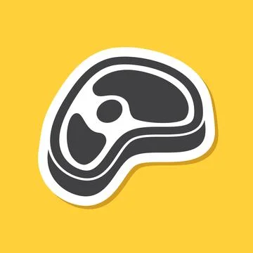 Raw meat sticker icon in flat style. Lamb or beef vector illustration on is.. Stock Illustration