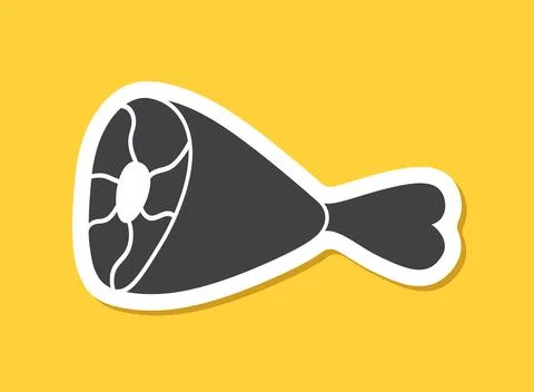 Raw meat sticker icon in flat style. Lamb or beef vector illustration on is.. Stock Illustration