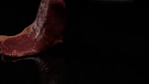 Raw meat on the table Stock Footage 80429266