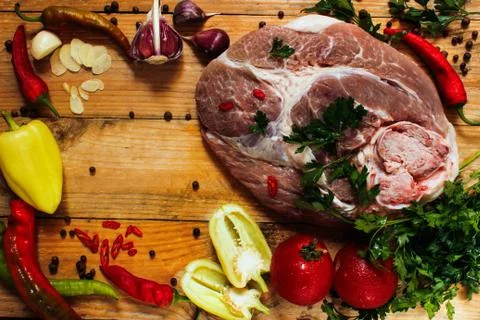 Raw meat with vegetables Stock Photos