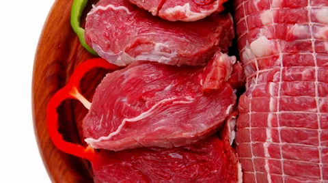 Raw meat on wood Vídeos de archivo 32711045