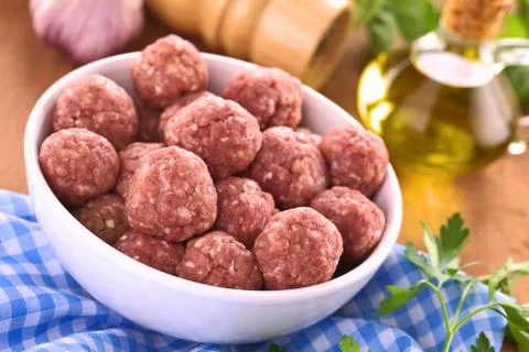 Raw meatballs Stock Photos