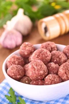 Raw meatballs Stock Photos