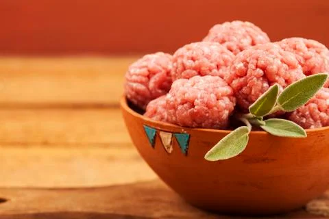 Raw meatballs Stock Photos