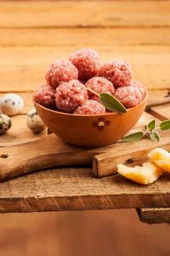 Raw meatballs Stock Photos