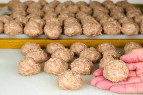 Raw meatballs Stock Photos