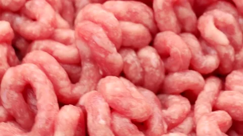 Raw minced meat, rotation in circle. minced pork Turning. Video stock 238899721