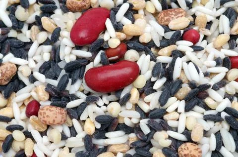 Raw mixed grains background Stock Photos