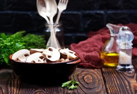 Raw mushroom Foto stock
