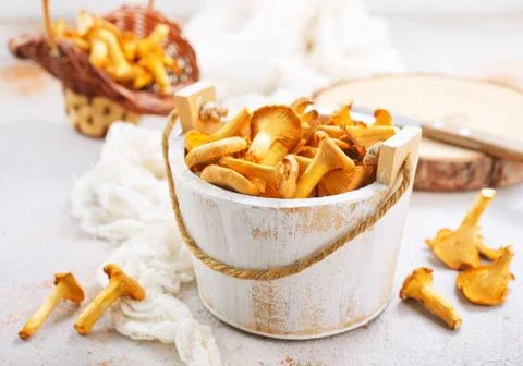 Raw mushrooms Stock Photos