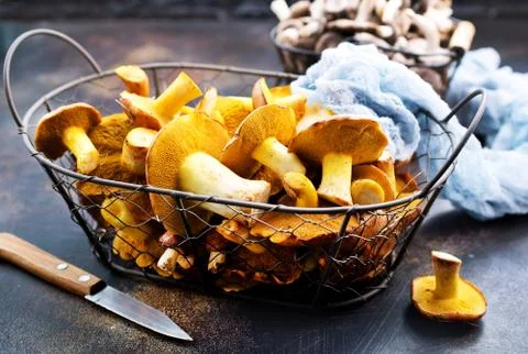 Raw mushrooms Stock Photos