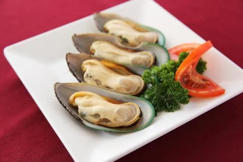 Raw mussels Stock Photos