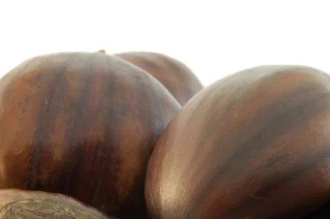Raw natural macro of cooked chestnuts in studio Stock Photos