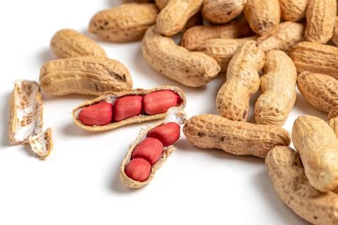 Raw nuts peanuts on white background Stock Photos