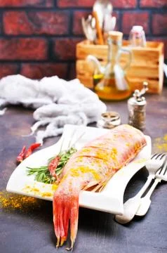 Raw ocean perch Stock Photos