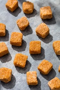 Raw Organic Cane Sugar Cube Stock Photos