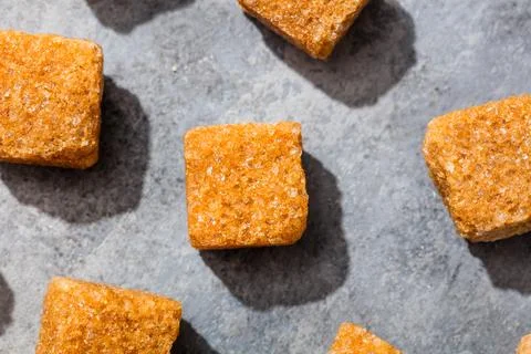 Raw Organic Cane Sugar Cube Fotos Stock