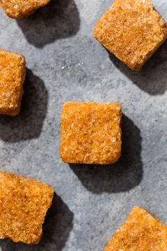 Raw Organic Cane Sugar Cube Fotos Stock
