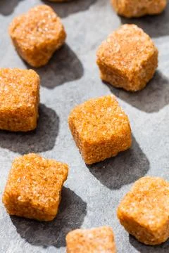 Raw Organic Cane Sugar Cube Stock Photos