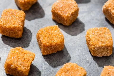 Raw Organic Cane Sugar Cube Fotos Stock