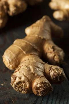 Raw Organic Ginger Root on a Background Stock Photos