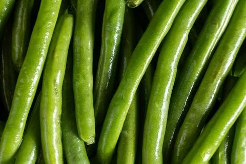 Raw organic green beans pattern top view Stock Photos