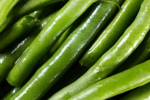 Raw organic green beans pattern top view Stock Photos