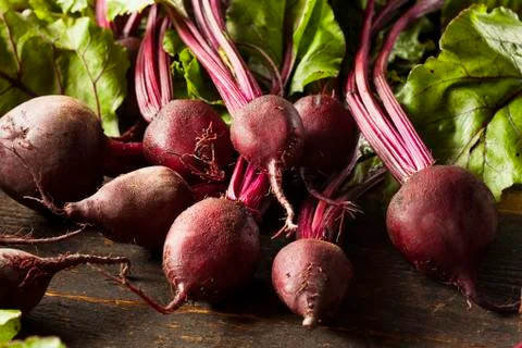 Raw organic red beets Stock Photos