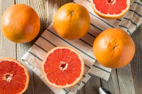 Raw Organic Ruby Red Grapefruits Stock Photos