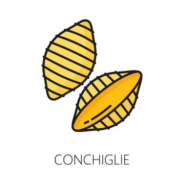 Raw organic shell pasta. Uncooked dried conchiglie Illustrazione stock