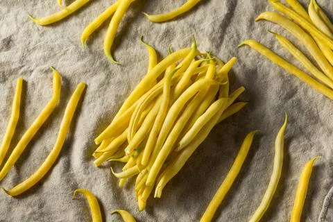 Raw Organic Yellow String Beans Stock Photos