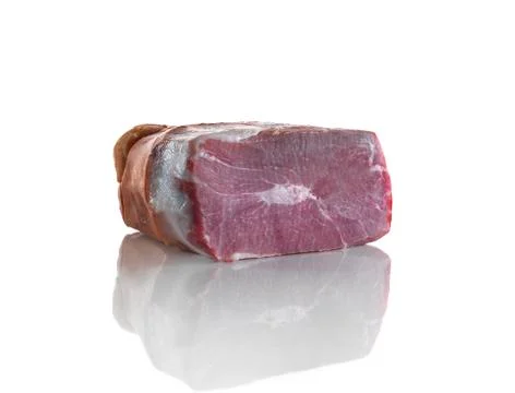 Raw parma ham on white background Stock Photos