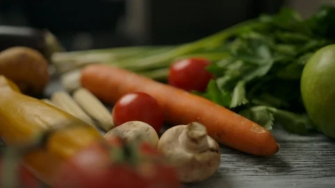 Raw pasta ingredients on table Stock Footage 119688249