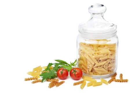 Raw pasta isolated Stock Photos
