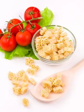 Raw pasta isolated on white background Stock Photos