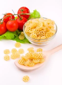 Raw pasta isolated on white background Stock Photos