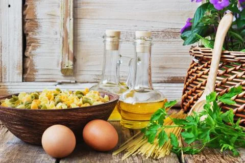 Raw pasta Stock Photos