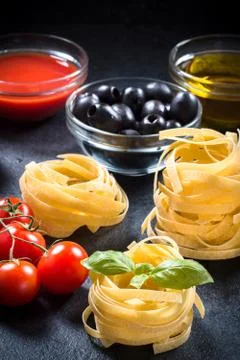 Raw pasta Stock Photos