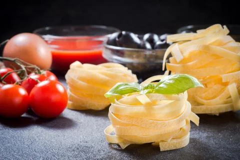 Raw pasta Stock Photos