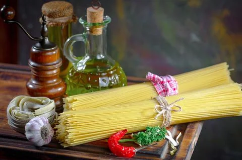 Raw pasta Stock Photos